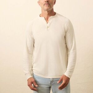 NWT Faherty Cloud Cotton Long Sleeve T-Shirt XXL Ivory Heather